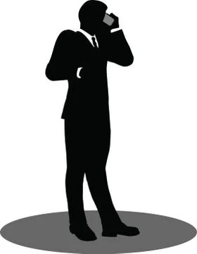 Eps 10 vector illustration of business people on phone standing silhouette Stock Illustration