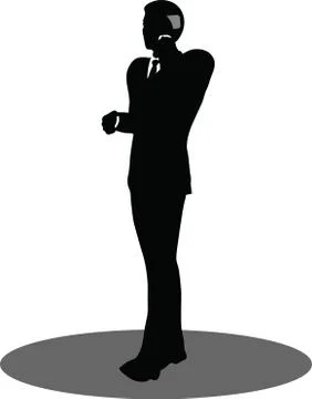 Eps 10 vector illustration of business people on phone standing silhouette Stock Illustration