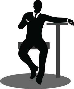 Eps 10 vector illustration of business people meeting sitting silhouette Illustrazione stock