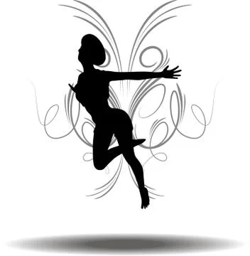 Eps 10 vector illustration of funky girl silhouette Illustrazione stock