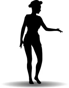 Eps 10 vector illustration of funky girl silhouette Stock Illustration