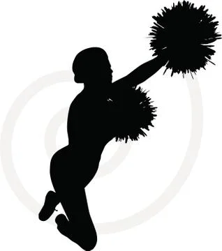 Eps 10 vector illustration of funky cheerleader silhouette Stock Illustration