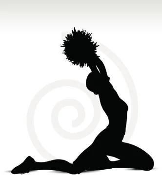 Eps 10 vector illustration of funky cheerleader silhouette Stock Illustration