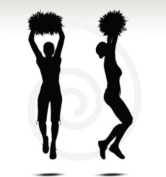 Eps 10 vector illustration of funky cheerleader silhouette Stock Illustration