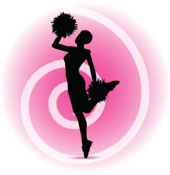 Eps 10 vector illustration of funky cheerleader silhouette Stock Illustration
