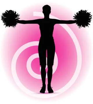 Eps 10 vector illustration of funky cheerleader silhouette Stock Illustration