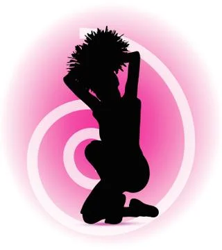 Eps 10 vector illustration of funky cheerleader silhouette Illustrazione stock