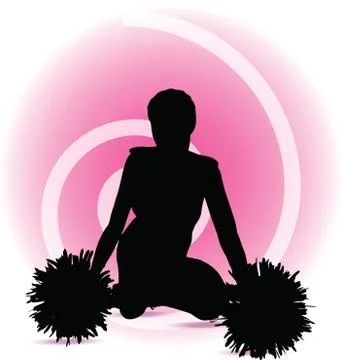 Eps 10 vector illustration of funky cheerleader silhouette Stock Illustration