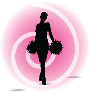 Eps 10 vector illustration of funky cheerleader silhouette Stock Illustration
