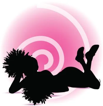 Eps 10 vector illustration of funky cheerleader silhouette Stock Illustration