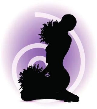 Eps 10 vector illustration - funky cheerleader silhouette Stock Illustration