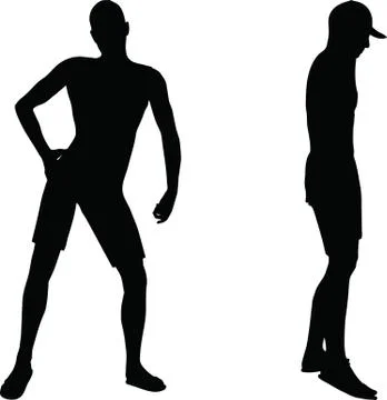 Eps 10 vector illustration of surfer manequinn posing in silhouette Stock Illustration
