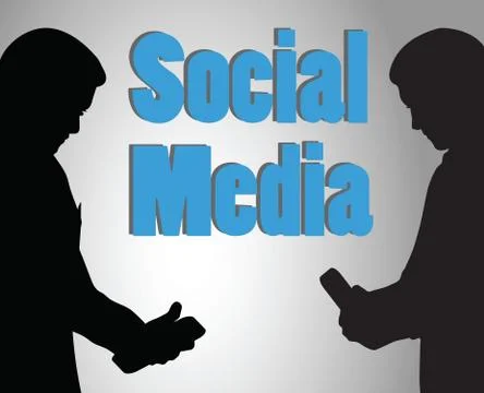 Eps 10 vector illustration of two men holding cell phone tablet pc - social m Stock Illustration