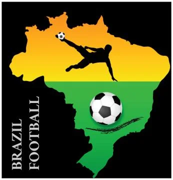 Eps 10 vector of poster of brazil map flag soccer football Stock Illustration