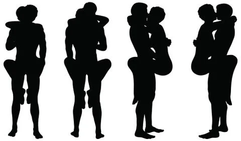 Eps 10 vector of silhouette with kama sutra positions on white background Stock Illustration