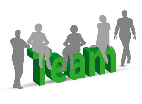 Eps 10 vector of team word in 3d with people Illustrazione stock