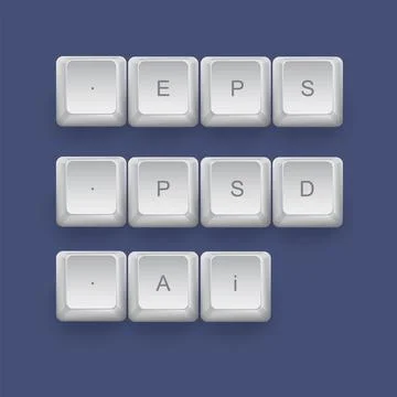 Eps and Psd - Ai on a 3d keyboard button with shadow Ilustración de archivo