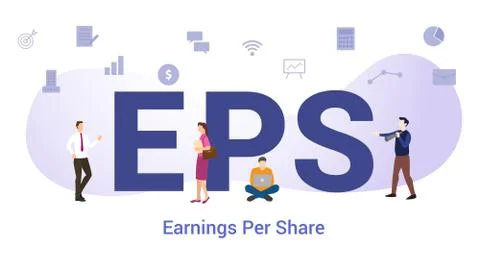Eps earnings per share concept with big word or text and team people with mod Stock Illustration