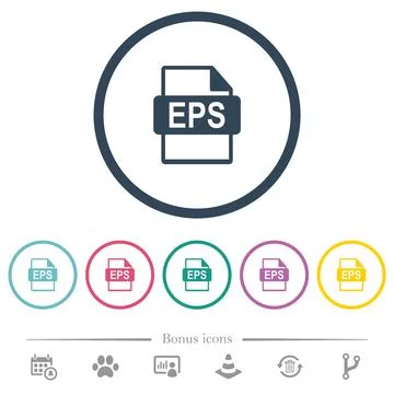 EPS file format flat color icons in round outlines Illustrazione stock