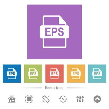 EPS file format flat white icons in square backgrounds Illustrazione stock