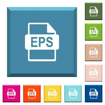 EPS file format white icons on edged square buttons Illustrazione stock