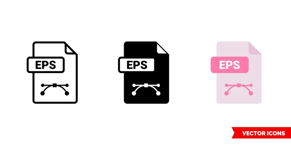 EPS file icon of 3 types. Isolated vector sign symbol. Stock Illustration