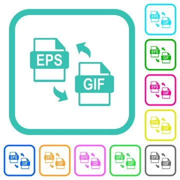 EPS GIF file conversion vivid colored flat icons Illustrazione stock