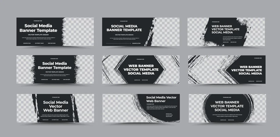 EPS horizontal vector web banner template, black background with text, compan Stock Illustration
