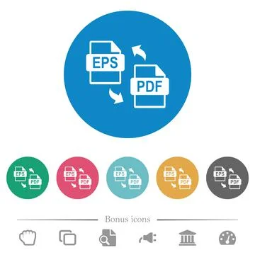EPS PDF file conversion flat round icons Illustrazione stock