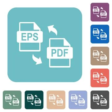 EPS PDF file conversion rounded square flat icons Illustrazione stock