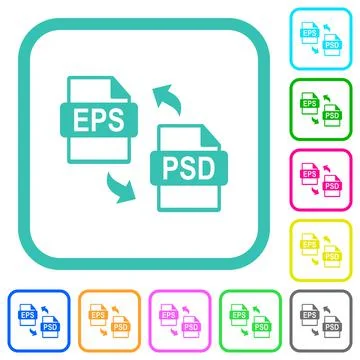 EPS PSD file conversion vivid colored flat icons Illustrazione stock