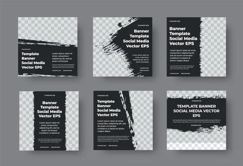 EPS square vector web banner template, on black background company info, plac Stock Illustration