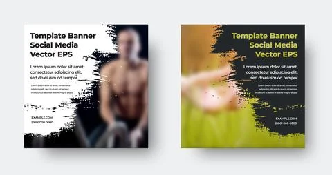 EPS standard vector banner template, corner with white, black brush stroke, b Stock Illustration