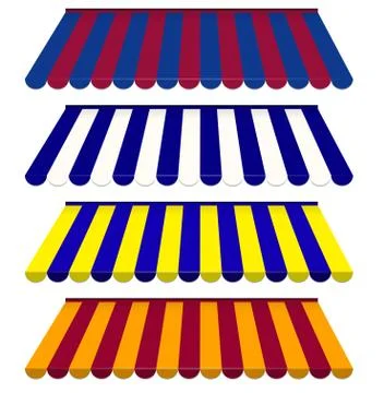Eps vector 10 - colorful set of striped awnings Illustrazione stock