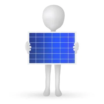 Eps vector 10 - small 3d man hands holding a solar panel Stock Illustration