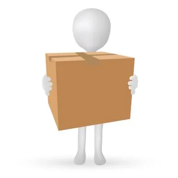 Eps vector 10 - small 3d man hands holding a box Stock Illustration