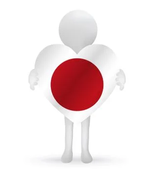 Eps vector 10 - small 3d man holding a japan flag Stock Illustration