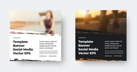 EPS vector banner with design, horizontal brush stroke, white, black backgrou Stock Illustration