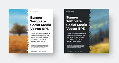 EPS vector banner with design, vertical white, black background, place for ph Stock Illustration