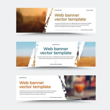 EPS vector banner template, brush stroke design, with photo on white backgrou Stock Illustration