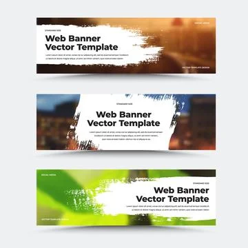 EPS vector banner template, design with white brush stroke in the center, tex Stock Illustration