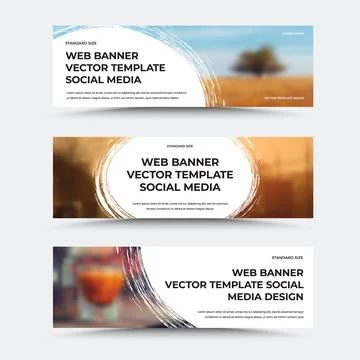 EPS vector banner template, round white element for text with brush stroke, p Stock Illustration
