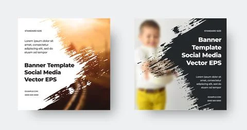 EPS vector banner template, for social media, brush stroke cover split, photo Stock Illustration