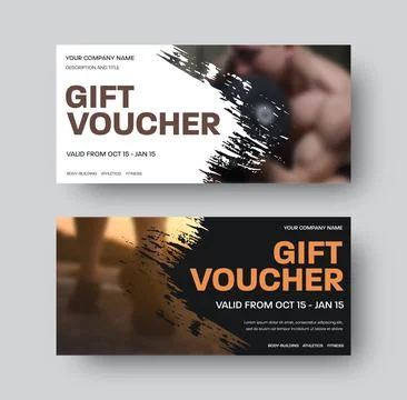 EPS vector gift voucher, on a white, black background, with information about Stock Illustration