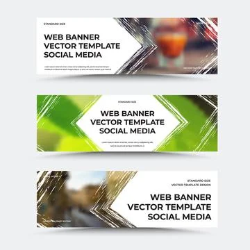 EPS vector web banner template, white triangle, hexagon for info with brush s Stock Illustration