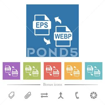 EPS WEBP file conversion flat white icons in square backgrounds ...