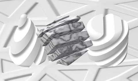 Eps10. 3D decorative figures of a cube, triangle and with a marble texture. M Stock Illustration