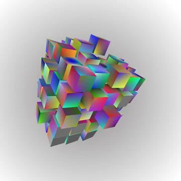 Eps10. 3d illustration of basic geometric shapes. An array of rainbow cubes o Stock Illustration