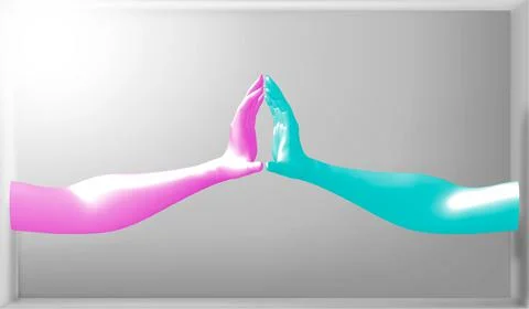 Eps10. 3d illustration. Vector image. men hands isolated, minimal fashion bac Stock Illustration