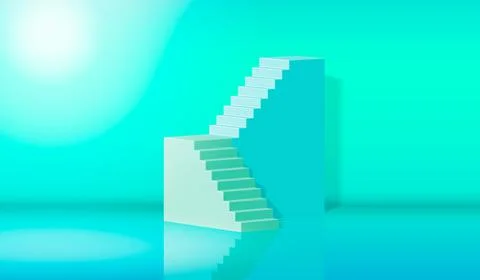 EPS10. 3d rendering, green blue stairs, steps, abstract background in arched  Stock Illustration